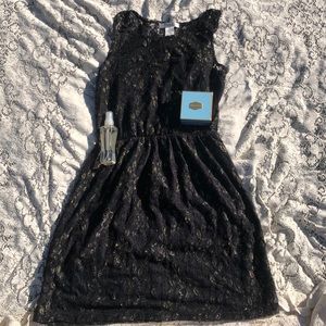 Pinky Gold Tinsel and Black Dress